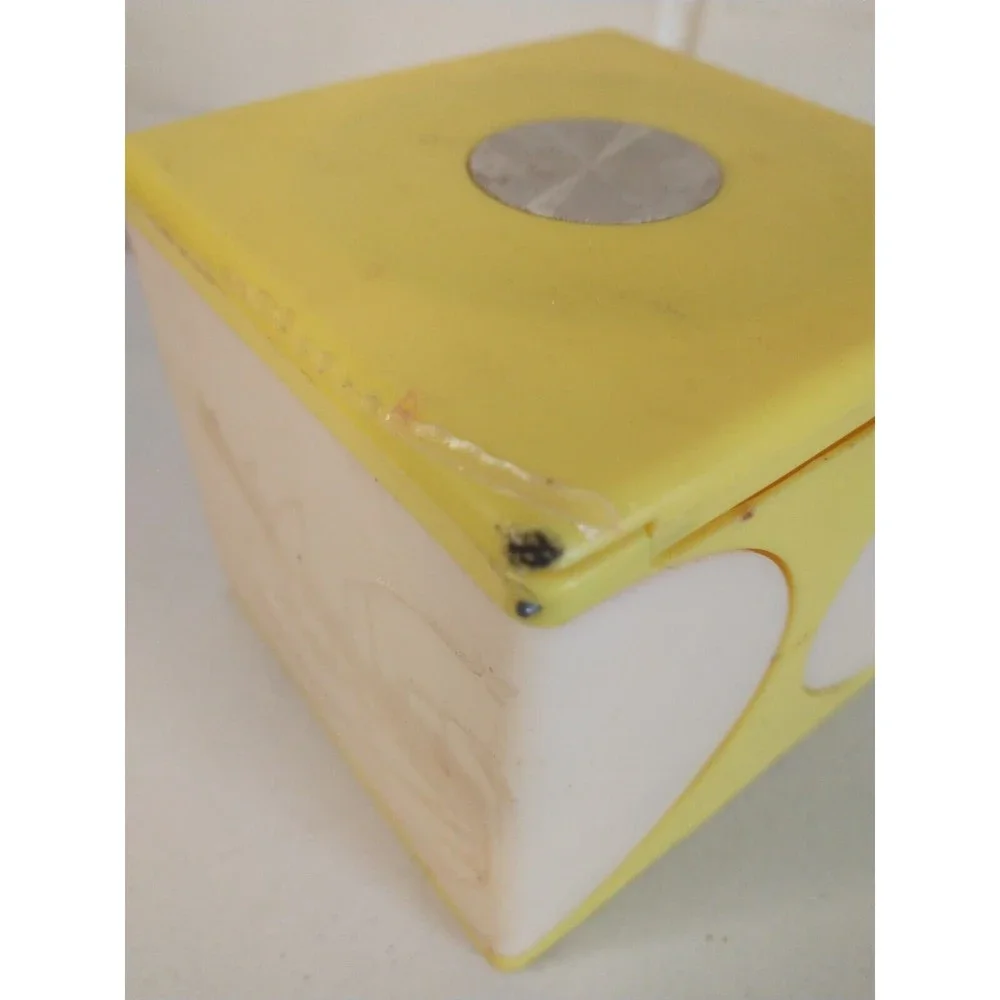 Vintage Make Up Organizer Cube Lipstick Holder Yellow Retro Case